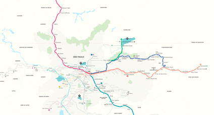Imagem do mapa geral das linhas da CPTM